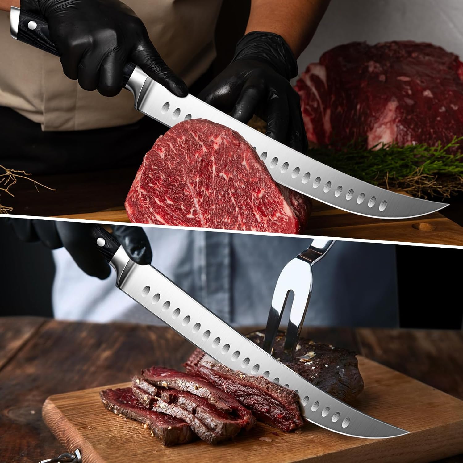 SHAN ZU Classic Carving Slicing Knife, Professional Brisket Knife 12 Inch German 1.4116 Stainless Steel