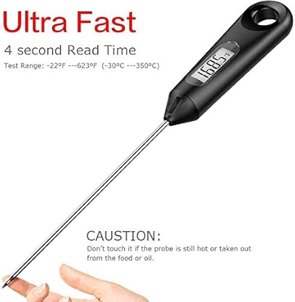 2 in 1 Stainless Steel Whisk Egg Beater & Instant thermometer Probe 12 inch for Cooking Candy, Yogurt, Chocolate, Butter Cream, Sause, Cake
