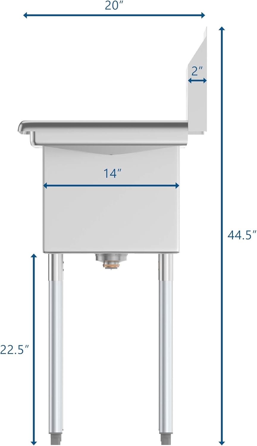 KoolMore 3 Compartment Stainless Steel NSF Commercial Kitchen Sink with Large Drainboard - Bowl Size 12" x 16" x 10", Silver
