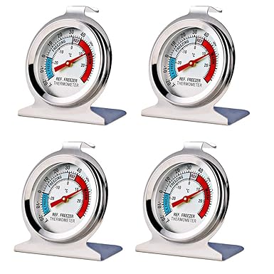 4 Pack Refrigerator Freezer Thermometer Large Dial Analog Thermometer