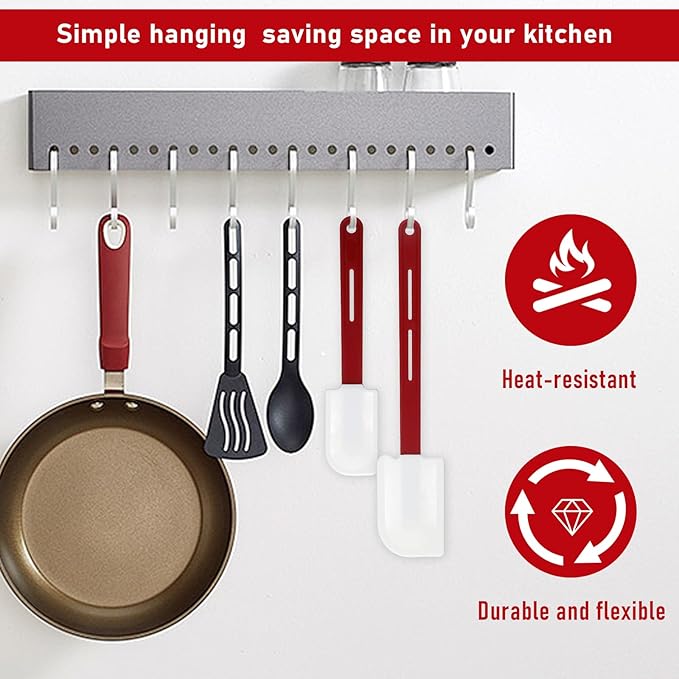 Norme 4 Pcs High Temp Silicone Spatulas Heat Resistant Rubber Spatula Commercial Silicone Scraper with Handle for Kitchen Cook Baking Mixing Utensil, Dishwasher Safe (10 Inch,14 Inch)