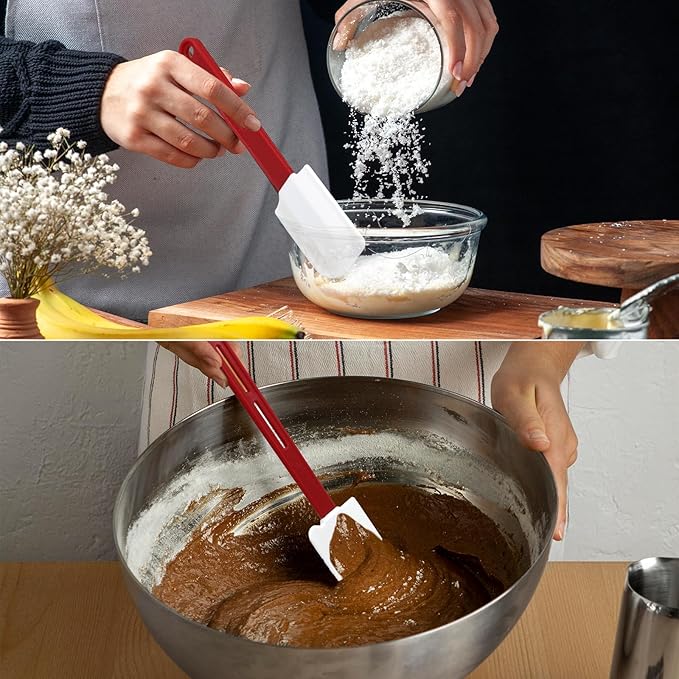 Norme 4 Pcs High Temp Silicone Spatulas Heat Resistant Rubber Spatula Commercial Silicone Scraper with Handle for Kitchen Cook Baking Mixing Utensil, Dishwasher Safe (10 Inch,14 Inch)