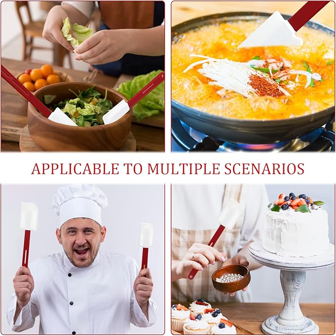 Norme 4 Pcs High Temp Silicone Spatulas Heat Resistant Rubber Spatula Commercial Silicone Scraper with Handle for Kitchen Cook Baking Mixing Utensil, Dishwasher Safe (10 Inch,14 Inch)