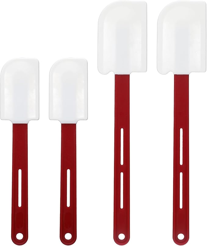 Norme 4 Pcs High Temp Silicone Spatulas Heat Resistant Rubber Spatula Commercial Silicone Scraper with Handle for Kitchen Cook Baking Mixing Utensil, Dishwasher Safe (10 Inch,14 Inch)