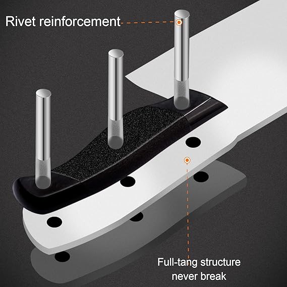 Meat Cleaver Knife 7.2 Inch, Ultra Sharp Chinese Chef's Knives, Full tang Chopping Knife, 30Cr13 Steel Blade Thickness 2 mm, TJ SEGA Series TC17068
