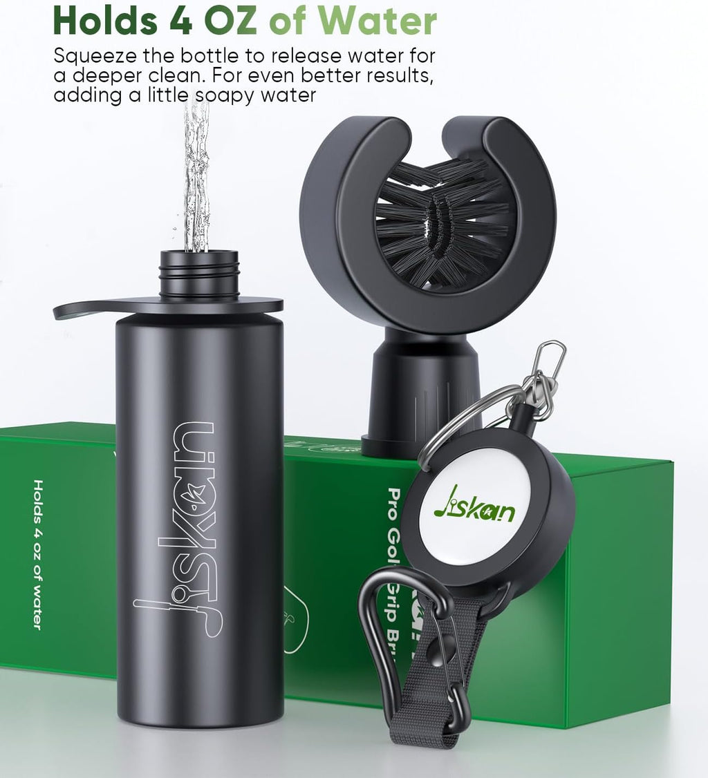 Pro Golf Grip Cleaner Brush with Retainer Clip and Squeeze Water Bottle Holds 4 Ounces of Water, Essentials Golf Accessories for Men, Best Golf Gifts for Men