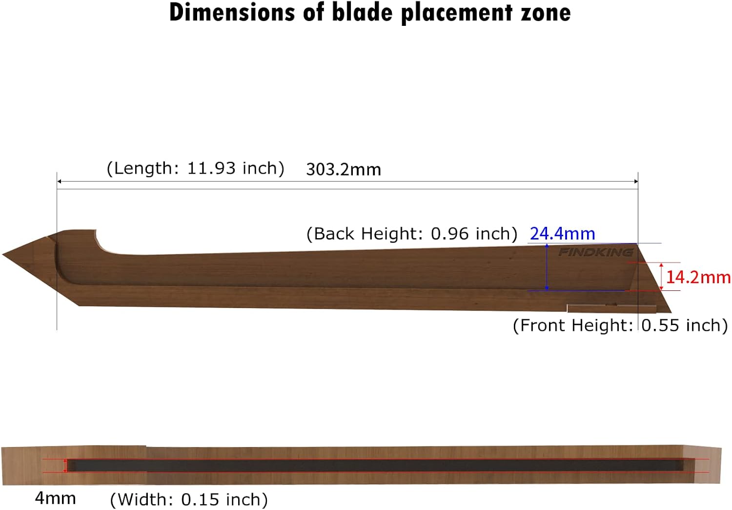 Walnut Knife Edge Guard, Wooden Magnetic Knife Sleeve for Counter, Drawer, Knife Bag, Light, Portable Blade Sheath Cover, Suitable for 10.5" Japanese Kitchen Knife (Knife Not Included)