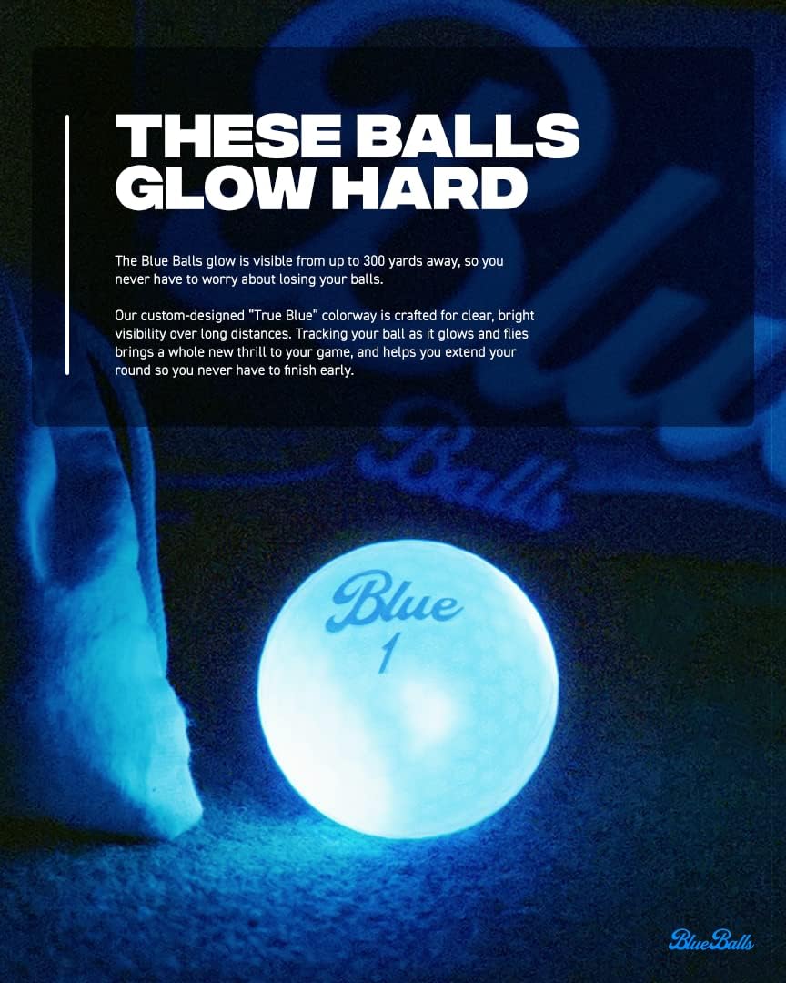 Blue Balls Premium LED Light Up Golf Balls | Glow in The Dark | Night Golf | Funny Gift | Bachelor Party
