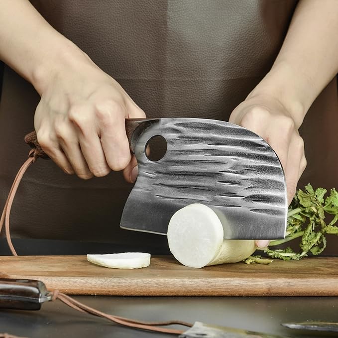 17pcs Butcher Chef Knife Set include sheath High Carbon Steel Cleaver Kitchen Knife Whole Tang Vegetable Cleaver Home BBQ Camping with Knife Bag