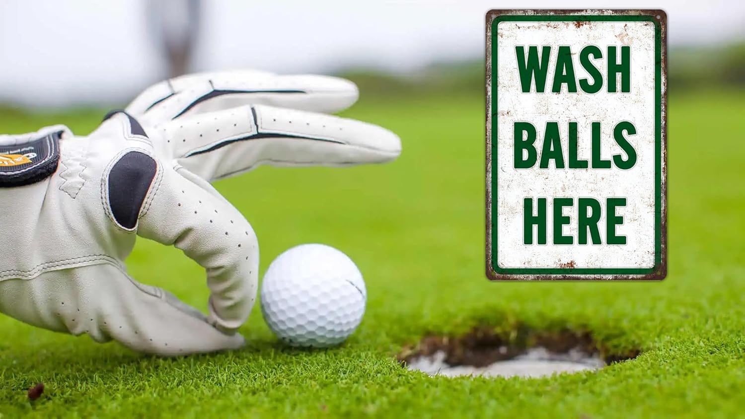 ZYPENG Wash Balls Here Vintage Metal Funny Gift Golf Tin Signs Man Cave Sports Golfer, Country, Golf Club 12 x 8 Inches Wall Decoration