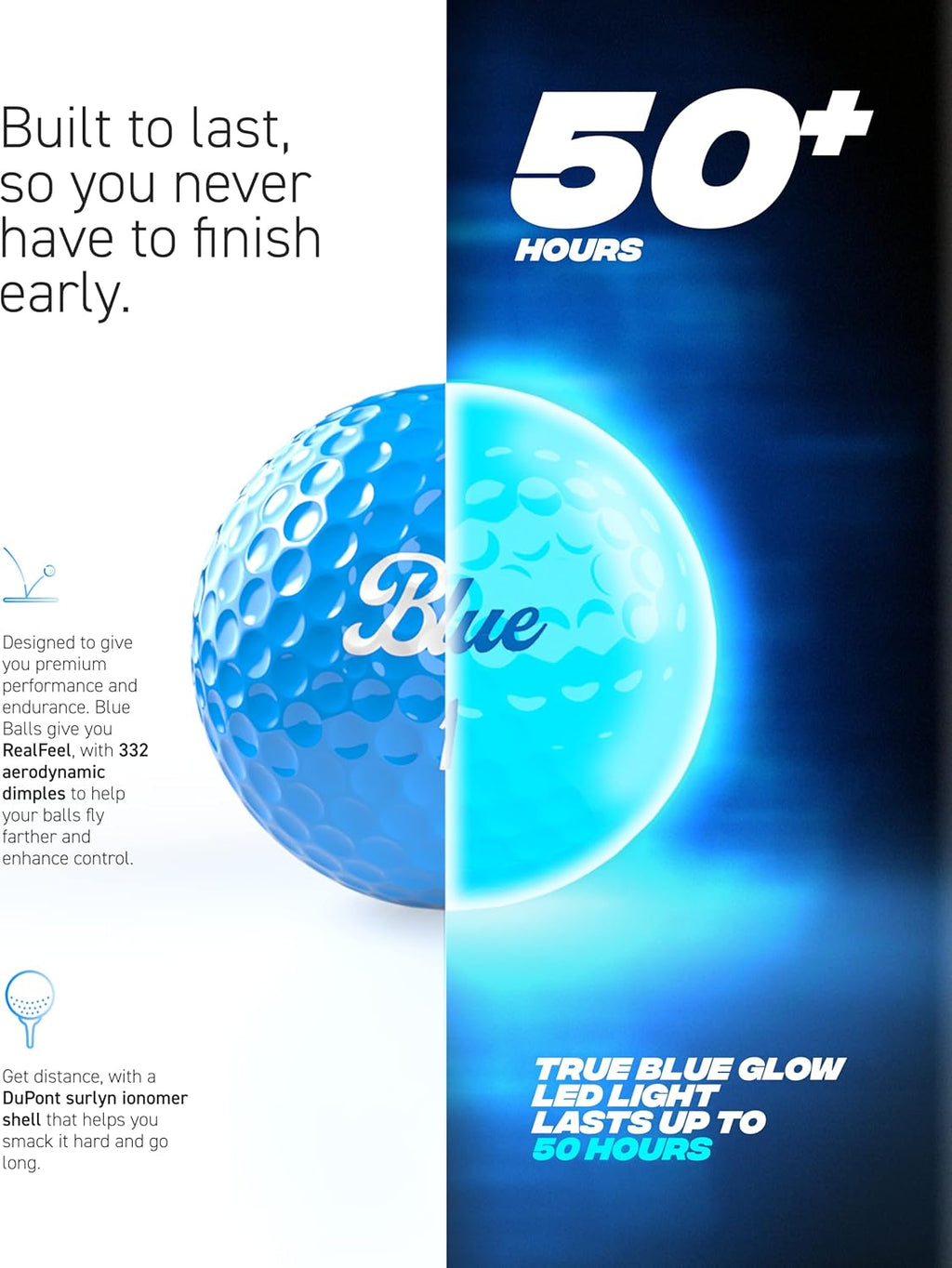 Blue Balls Premium LED Light Up Golf Balls | Glow in The Dark | Night Golf | Funny Gift | Bachelor Party