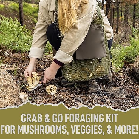 Foraging Bag - Foraging kit with Bag and Knife, Mushroom Bag - Morel Mushroom Bag, Foraging Kit - Mushroom Hunting Bag and Mushroom Knife, Best Mushroom Foraging Kit, Great for Mushroom Decor Lovers