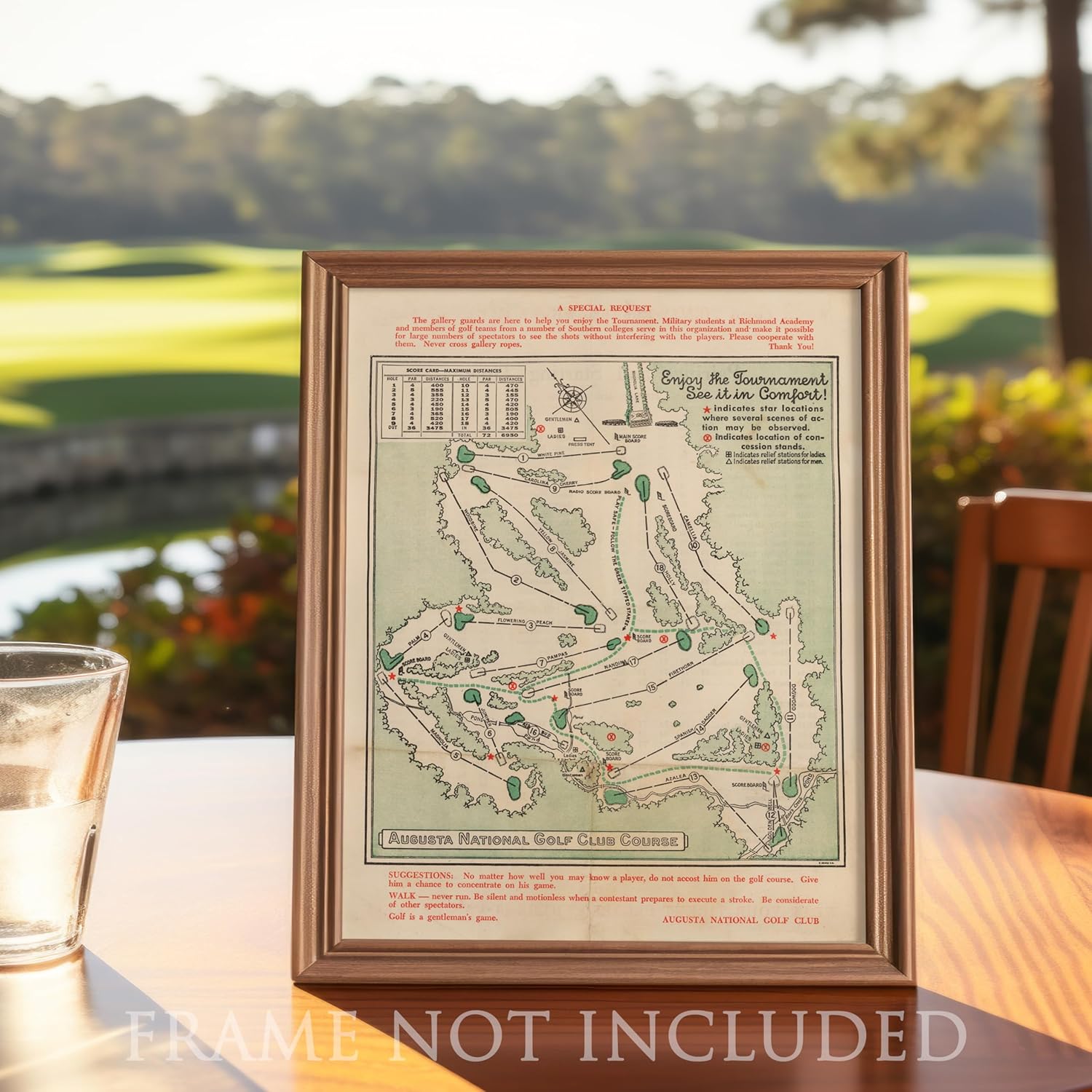 Vintage Masters Golf Augusta National Wall Art Course Map 1954 Golf Decor - Golf Wall Art Poster Golf Pictures Wall Decor for Your Office or Home - Masters Golf Merchandise Golf Art 11x14 Print