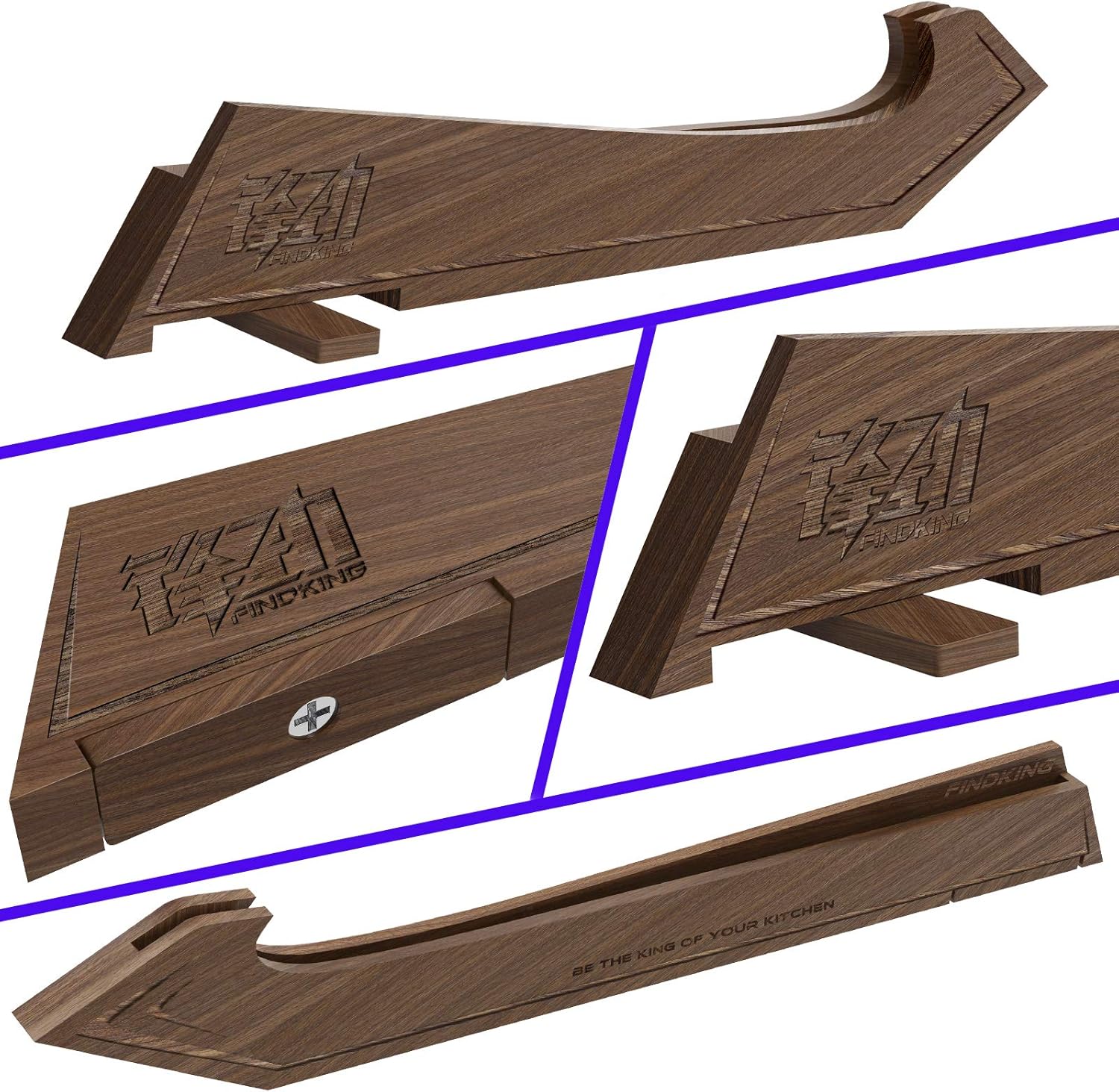 Walnut Knife Edge Guard, Wooden Magnetic Knife Sleeve for Counter, Drawer, Knife Bag, Light, Portable Blade Sheath Cover, Suitable for 10.5" Japanese Kitchen Knife (Knife Not Included)