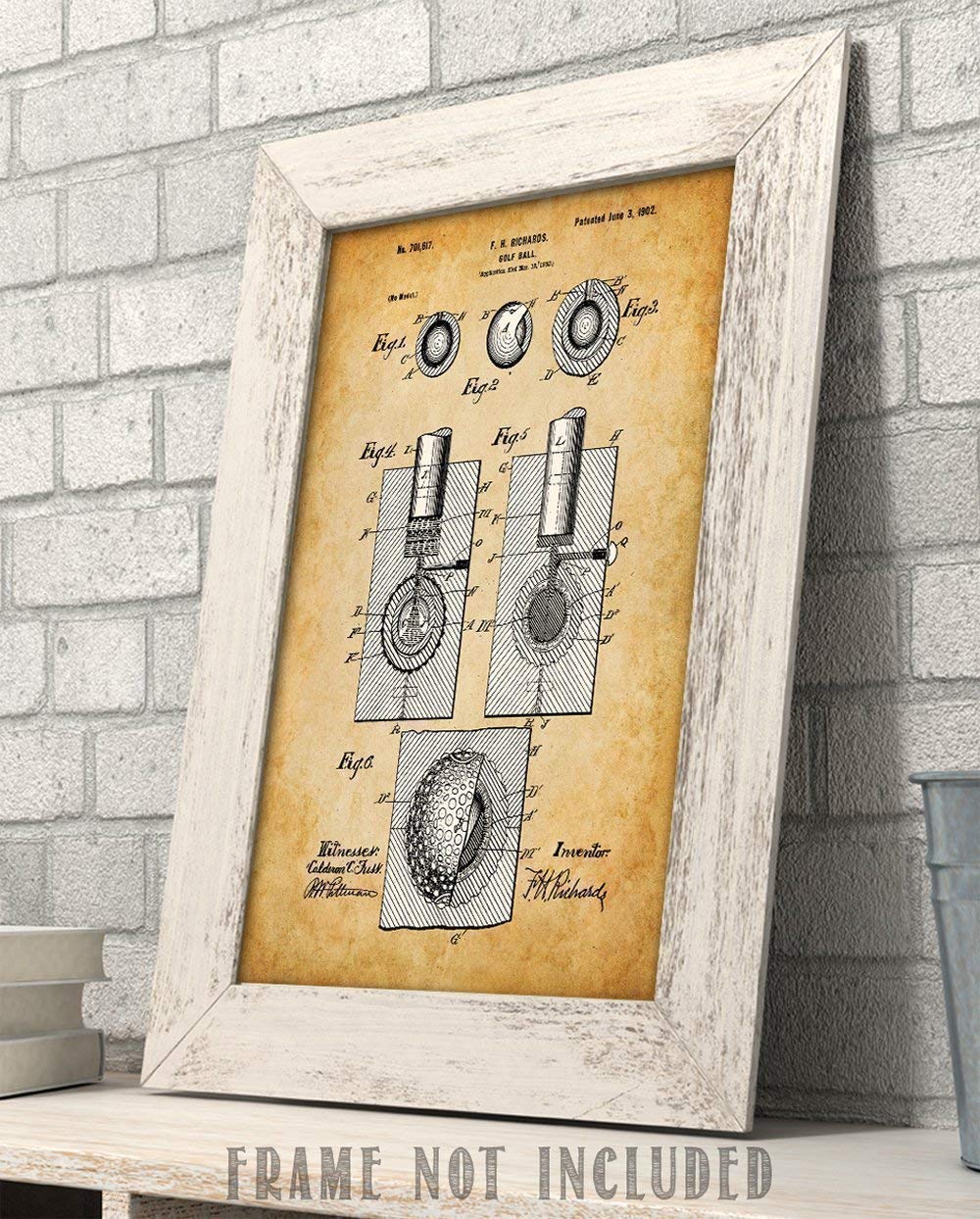 Golf Ball Patent Print - Great Home and Office Decor, Classic Man Cave and Country Club Decor, Golfers Sports Decor, Vintage Gift for Golf Coaches Men and Women, 11x14 Unframed Patent Print Poster