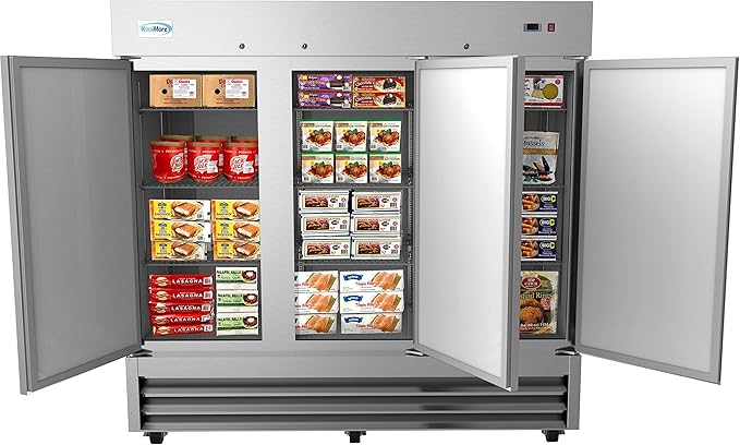 82" 3 Door Stainless Steel Upright Commercial Reach-in Freezer - 72 cu. ft