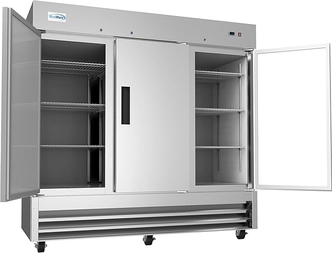 82" 3 Door Stainless Steel Upright Commercial Reach-in Freezer - 72 cu. ft