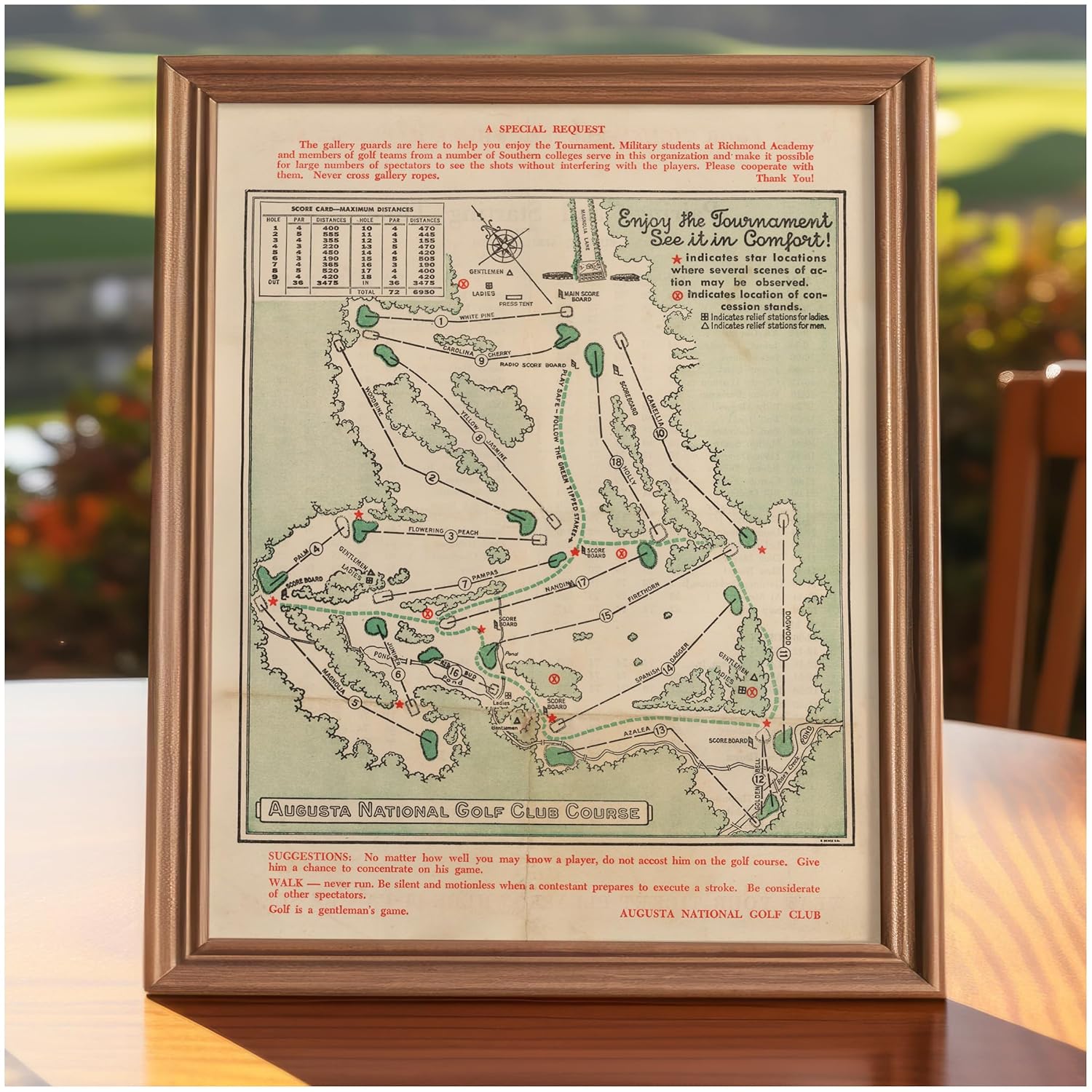 Vintage Masters Golf Augusta National Wall Art Course Map 1954 Golf Decor - Golf Wall Art Poster Golf Pictures Wall Decor for Your Office or Home - Masters Golf Merchandise Golf Art 11x14 Print