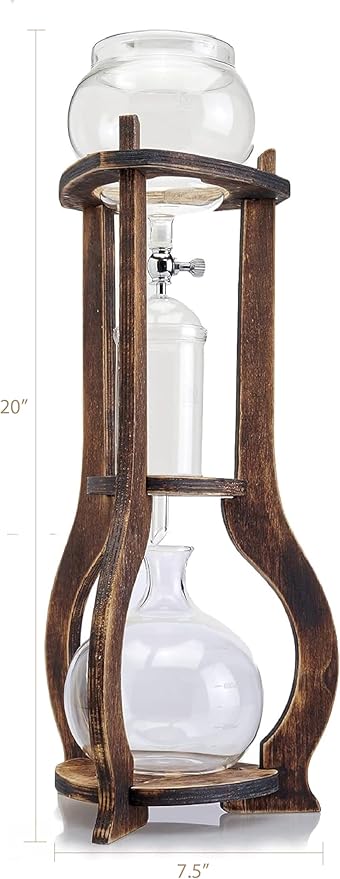 Nispira Iced Coffee Cold Brew Drip Tower Coffee Maker Wooden, 6-8 cup