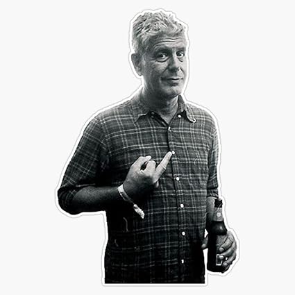 Vintage Anthony Bourdain's Cook Quote Finger and Beer Bumper Sticker Vinyl Decal 5 inches