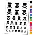 Chef Knife and Hat for Cooking Temporary Tattoo Water Resistant Fake Body Art Set Collection - Black (One Sheet)