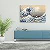Wieco Art Great Wave of Kanagawa Katsushika Hokusai Giclee Canvas Prints Wall Art Abstract Seascape Pictures Paintings for Living Room Home Decorations Large Modern Stretched and Framed Sea Artwork