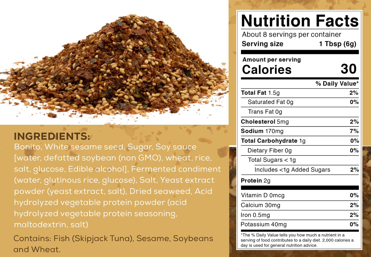 nackathon Furikake Rice Seasoning, Japanese Spices Topper for Rice Ball, Salad, Stir Fried Vegetables (Pack of 1, Katsuo)