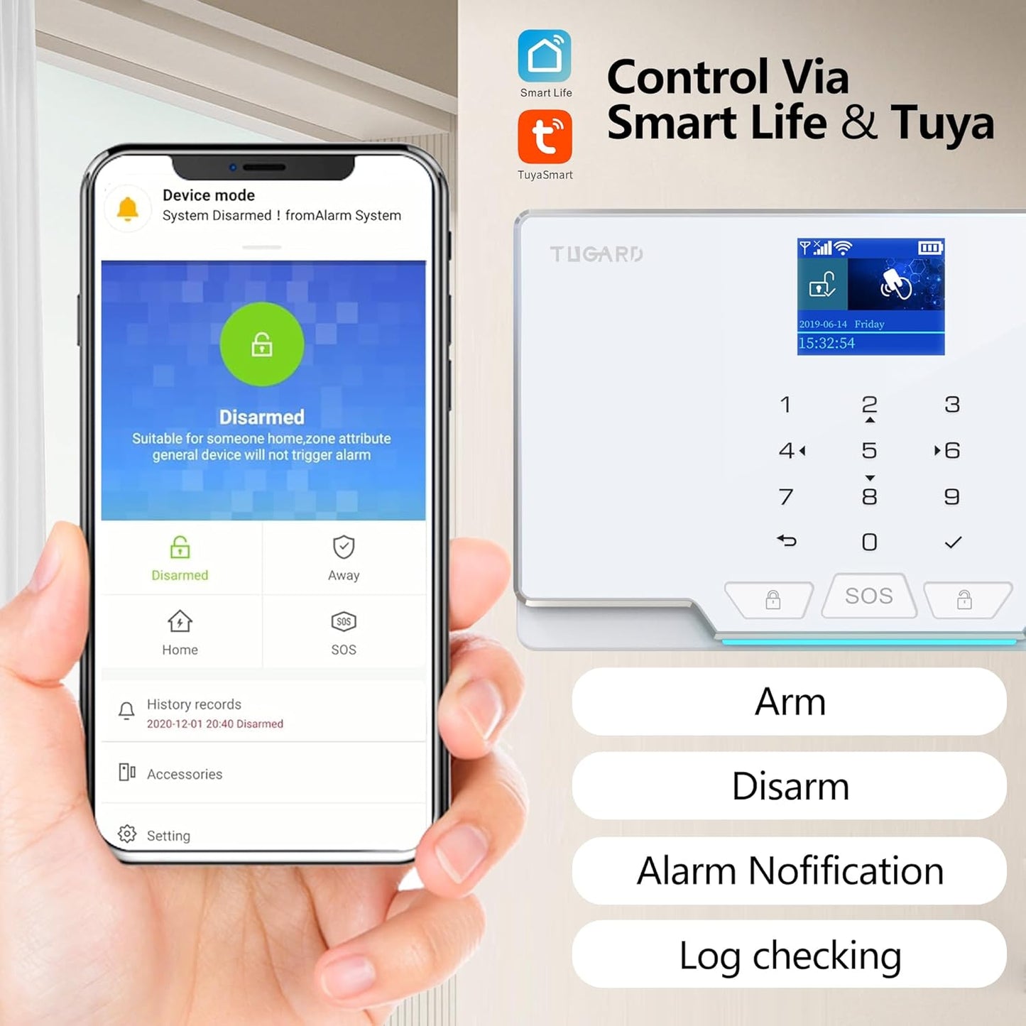 Alarm System,12 Pieces Smart Home Alarm Security System DIY No Monthly Fee, Phone Alert, Alarm Siren, Door/Window Sensors, Remotes, Compatible with Alexa and Google