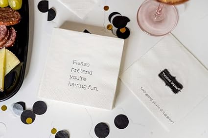 Twisted Wares - Funny Cocktail Napkins - Perfect for any Celebrations 5"X5" (20 Pack) (PLEASE PRETEND)