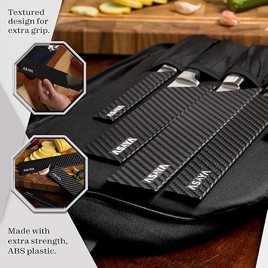 Asaya Professional Knife Edge Guards -Universal Blade Covers - Extra Strength, ABS Plastic. AKA The Blood Lust and BPA-Free Felt Lining, non-Toxic and Food Safe - Knives Not Included (11Pcs)
