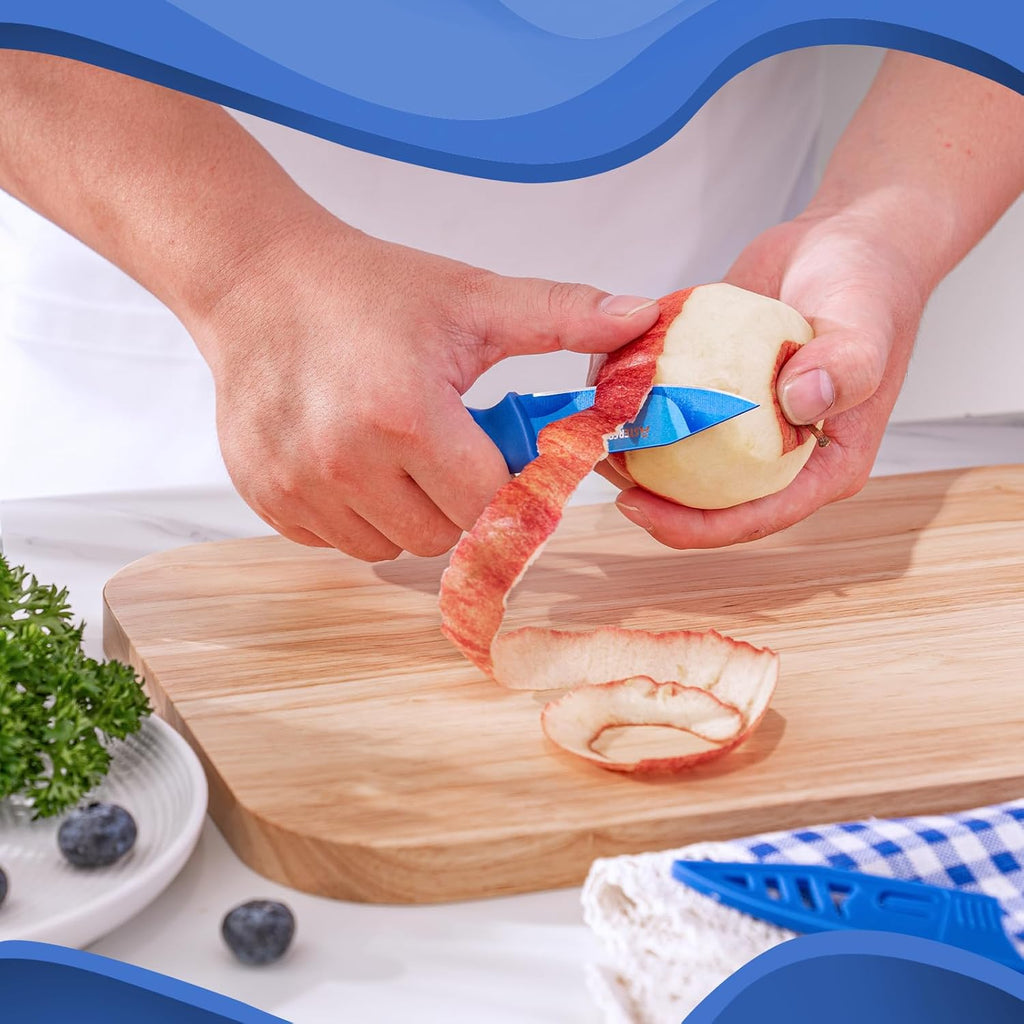 Astercook Fantasy Space Pattern Knife Set with Cover, Dishwasher Safe Colorful Knives with 6 Knife Sheath, German Stainless Steel Rainbow Knife Set