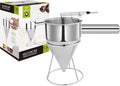 20 OZ Multi-Functional Pancake Batter Dispenser, Multi-Caliber Stainless Steel Funnel Cake Dispenser with Stand Great for Pancakes,Cupcakes,Chocolate Balls and Baked Goods (600ml)
