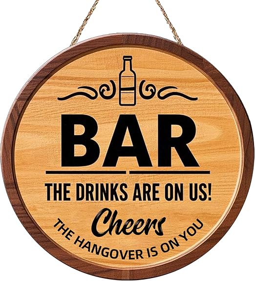 Bar Signs for Home Bar, Wooden Man Cave Vintage BarSign, Home Bar Decor for Bistro, Party, Club & Wall Accessories (Bar Signs)