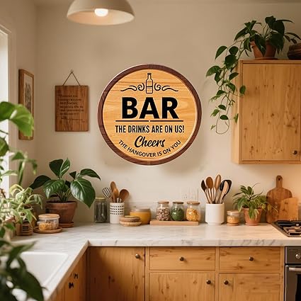 Bar Signs for Home Bar, Wooden Man Cave Vintage BarSign, Home Bar Decor for Bistro, Party, Club & Wall Accessories (Bar Signs)