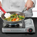 Chef Master 90235 Butane Countertop Stove 12,000 BTU, Professional Quality, Portable, with Carry Case, High Performance, Electronic Ignition, Brass Burner, Double Wind Guard, 1 Burner