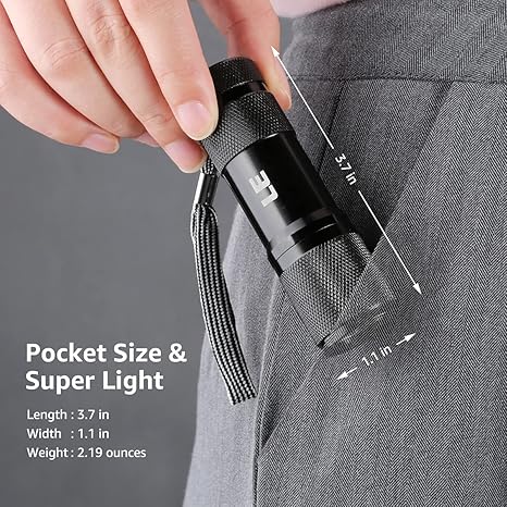 Lighting EVER Black Light Flashlight, Small UV Lights 395nm, Portable Ultraviolet Light Detector for Invisible Ink Pens, Dog Cat Pet Urine Stain, AAA Batteries Included