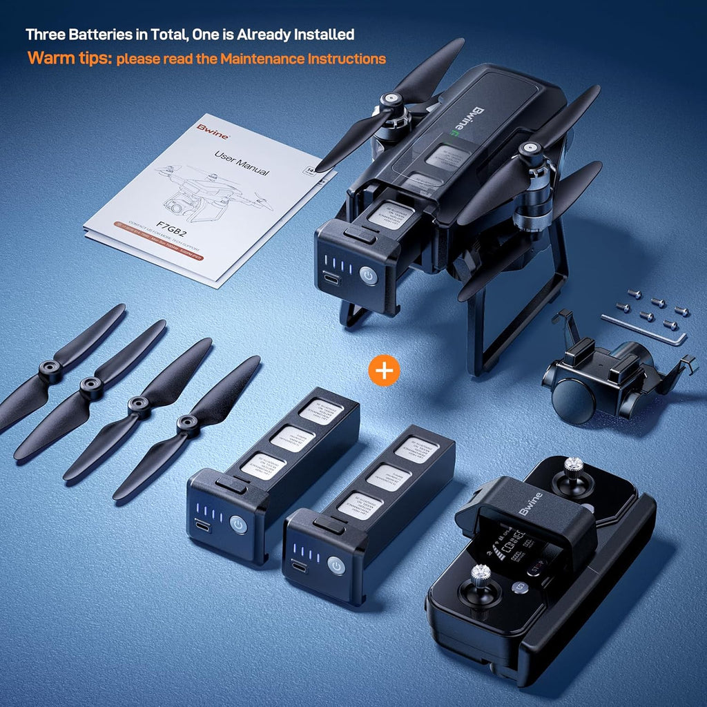 Bwine F7 GPS Drones with Camera for Adults 4K Night Vision, 3-Aix Gimbal, 2Mile Long Range, 75Mins Flight Time Professional Drone with 3 Battery, Auto Return+Follow Me+Fly Around+Beginner Mode for Kid