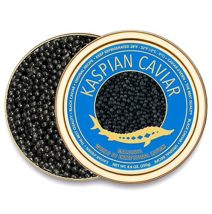 𝐁𝐄𝐒𝐓𝐒𝐄𝐋𝐋𝐄𝐑 - KASPIAN Collection - Premium Osetra Sturgeon Black Caviar - 3.5 oz / 100 g - Premium Black Caviar with Classical Malossol Taste from Sturgeon Black Roe by Caviar d'Eden