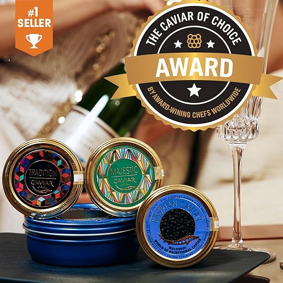 𝐁𝐄𝐒𝐓𝐒𝐄𝐋𝐋𝐄𝐑 - KASPIAN Collection - Premium Osetra Sturgeon Black Caviar - 3.5 oz / 100 g - Premium Black Caviar with Classical Malossol Taste from Sturgeon Black Roe by Caviar d'Eden