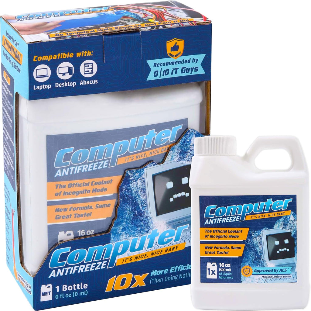 Witty Yeti Hilarious Gag Gift Computer Antifreeze Funny Practical Joke for Office Workers, Tech or IT Professionals. Christmas Stocking Stuffer Idea, White Elephant Party or Birthday Prank Present
