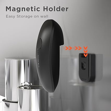 Ultra Blade PRO Auto Stop Can Opener - Rechargeable Electric Can Opener for Kitchen for Seniors with Arthritis - One Touch Side Cut Opener, Smooth Edge, Handfree, Wall Mounted Small Size, Black