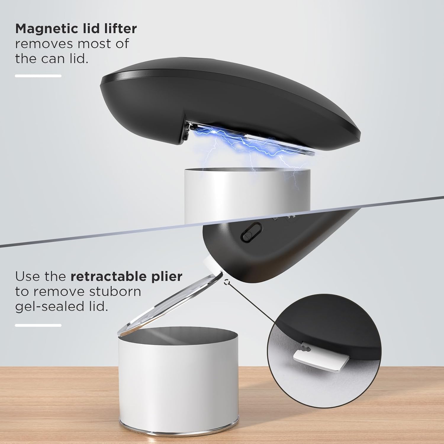 Ultra Blade PRO Auto Stop Can Opener - Rechargeable Electric Can Opener for Kitchen for Seniors with Arthritis - One Touch Side Cut Opener, Smooth Edge, Handfree, Wall Mounted Small Size, Black