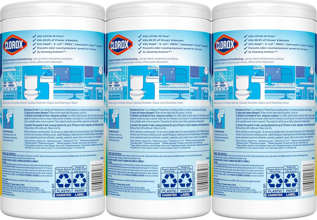 Clorox Disinfecting Wipes Value Pack, Household Essentials, 75 Count, Pack of 3