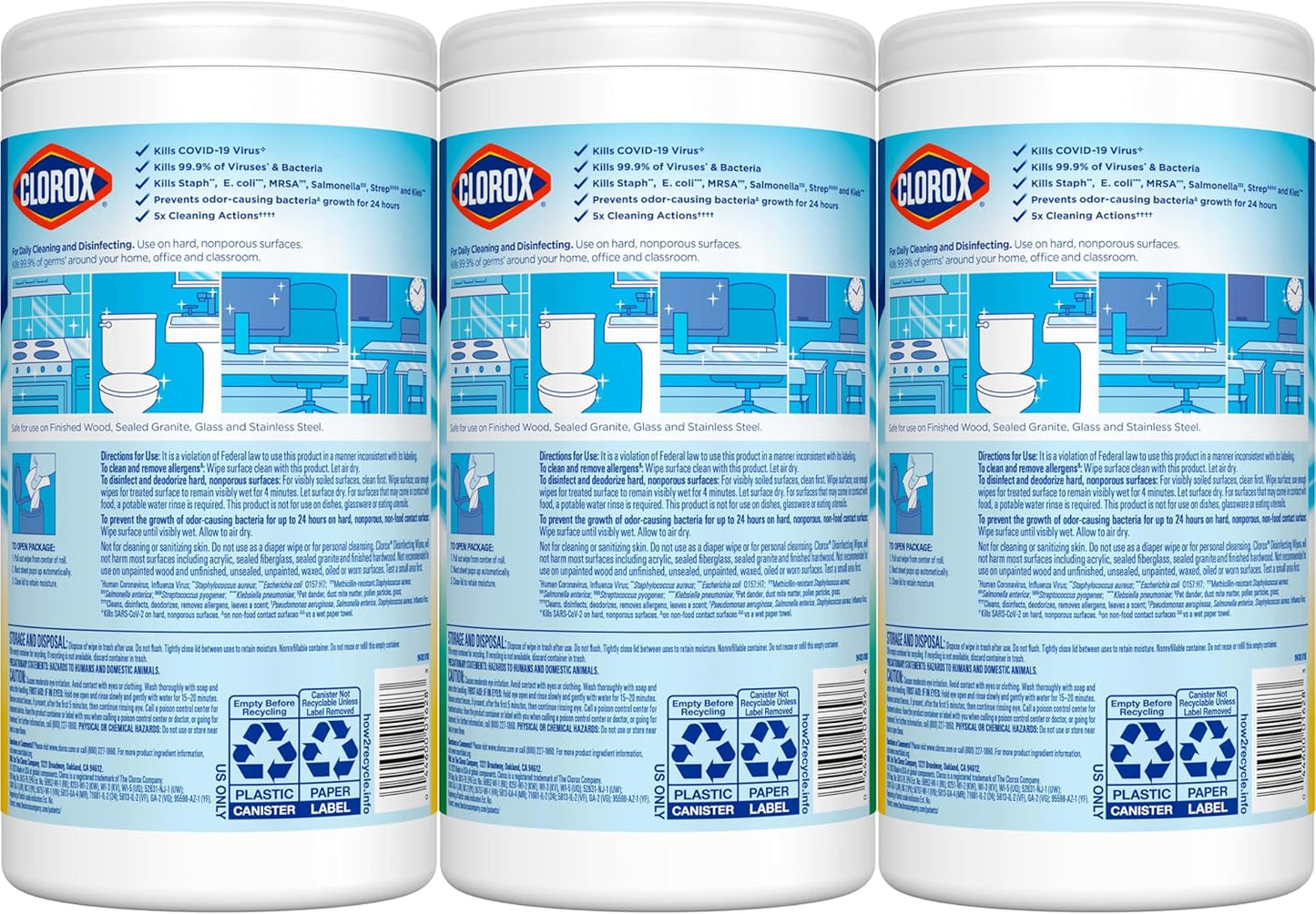 Clorox Disinfecting Wipes Value Pack, Household Essentials, 75 Count, Pack of 3