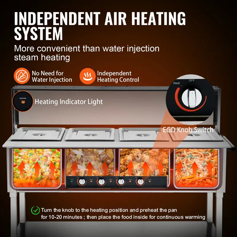 Commercial Food Warmer 4 x 20.6QT Electric Steam Table