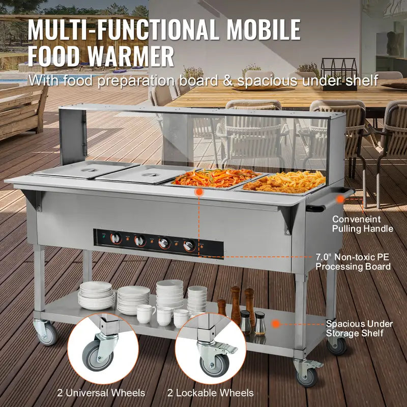 Commercial Food Warmer 4 x 20.6QT Electric Steam Table