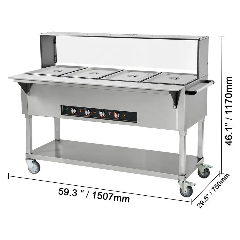 Commercial Food Warmer 4 x 20.6QT Electric Steam Table