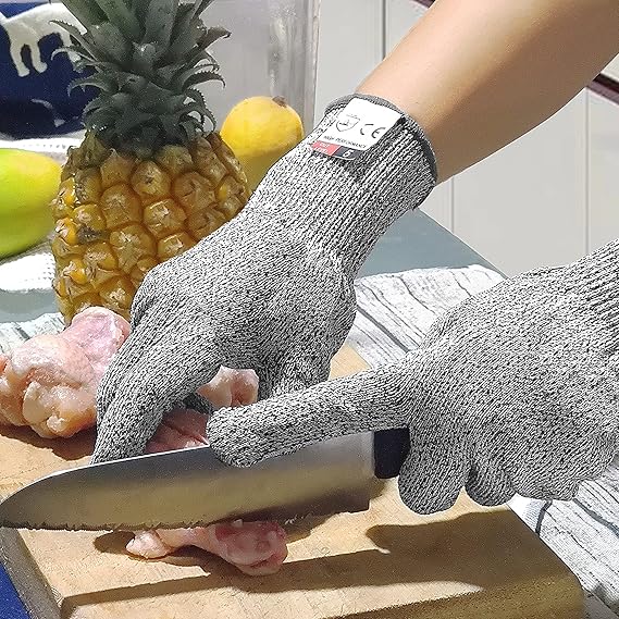 DEYAN Cut Resistant Gloves, Level 5 Protection Safety Cutting Gloves, Kitchen Cuts Gloves for Chef Oyster Shucking, Mandolin Slicing, Meat Cutting and Wood Carving(M-2 Pairs)