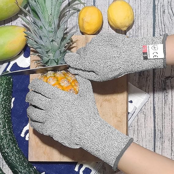 DEYAN Cut Resistant Gloves, Level 5 Protection Safety Cutting Gloves, Kitchen Cuts Gloves for Chef Oyster Shucking, Mandolin Slicing, Meat Cutting and Wood Carving(M-2 Pairs)