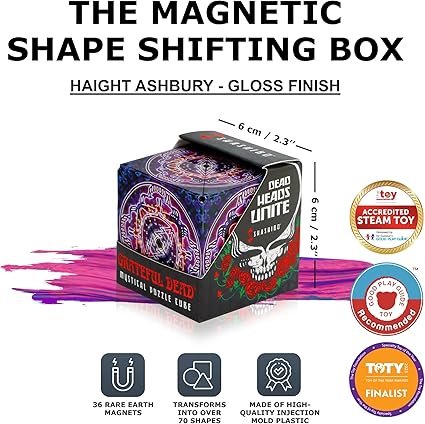 SHASHIBO Shape Shifting Box - Award-Winning, Patented Fidget Cube w/ 36 Rare Earth Magnets - Transforms Into Over 70 Shapes, Download Fun in Motion Toys Mobile App (The Grateful Dead-Haight-Ashbury)